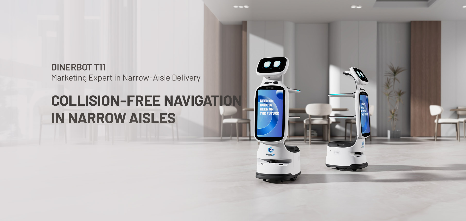 Robot de service Keenon DINERBOT T11, expert de la livraison en allées étroites