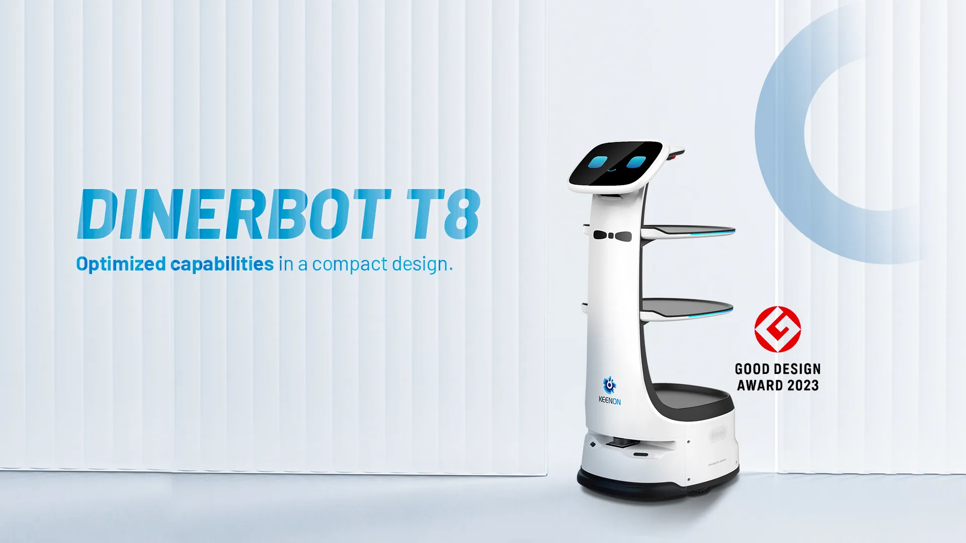 Robot de service Keenon DINERBOT T8, modèle compact conçu pour les allées étroites